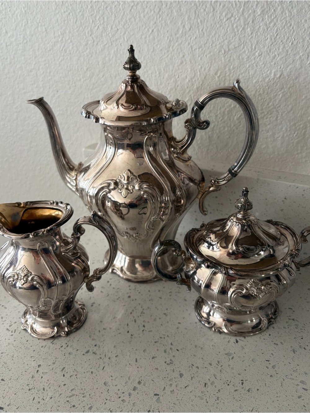 Gorham Silverplate 3-Piece Coffee Tea Service YC1301 YC1303 YC1304 Vintage